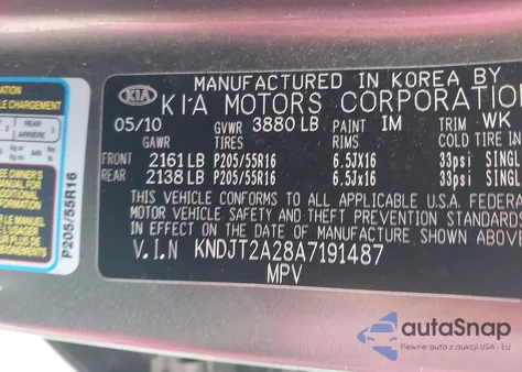 2010 Kia Soul +/!/Sport from USA, damaged, VIN KNDJT2A28A7191487